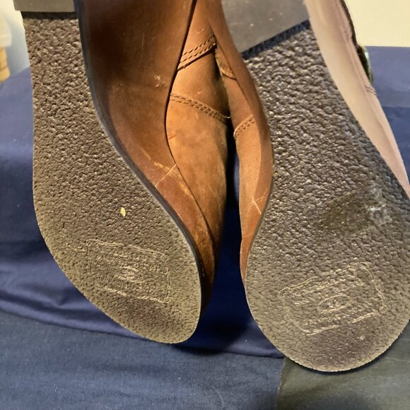 Lucky Brand Distressed Leather Wedge Heel Boots Women’s 7/7.5 – Caramel Leather - Picture 9 of 11